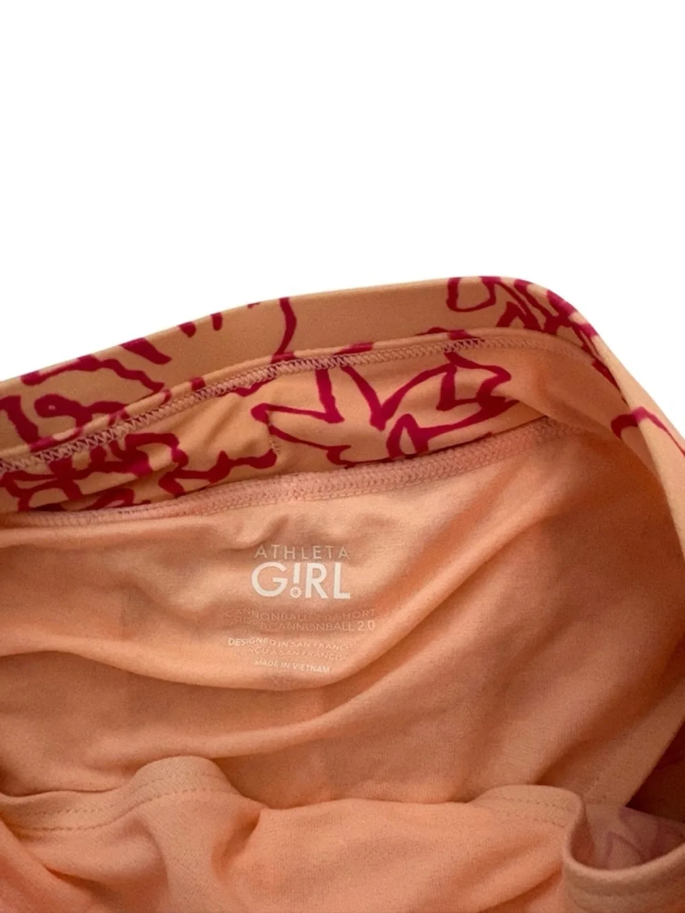 Athleta Girls Swim Shorts Floral Peach